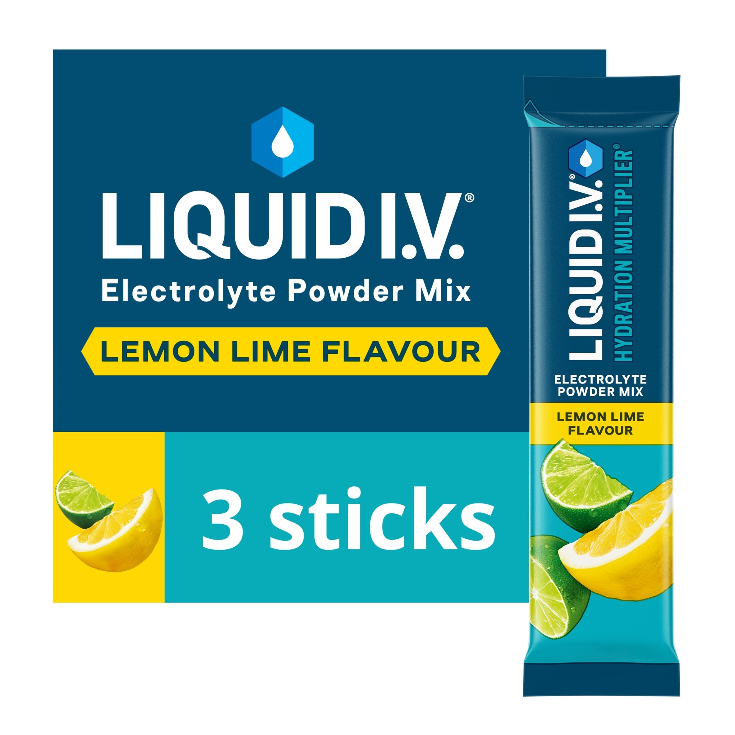 Liquid I.V. Hydration Multiplier Electrolyte Powder Mix Lemon Lime 3x16g