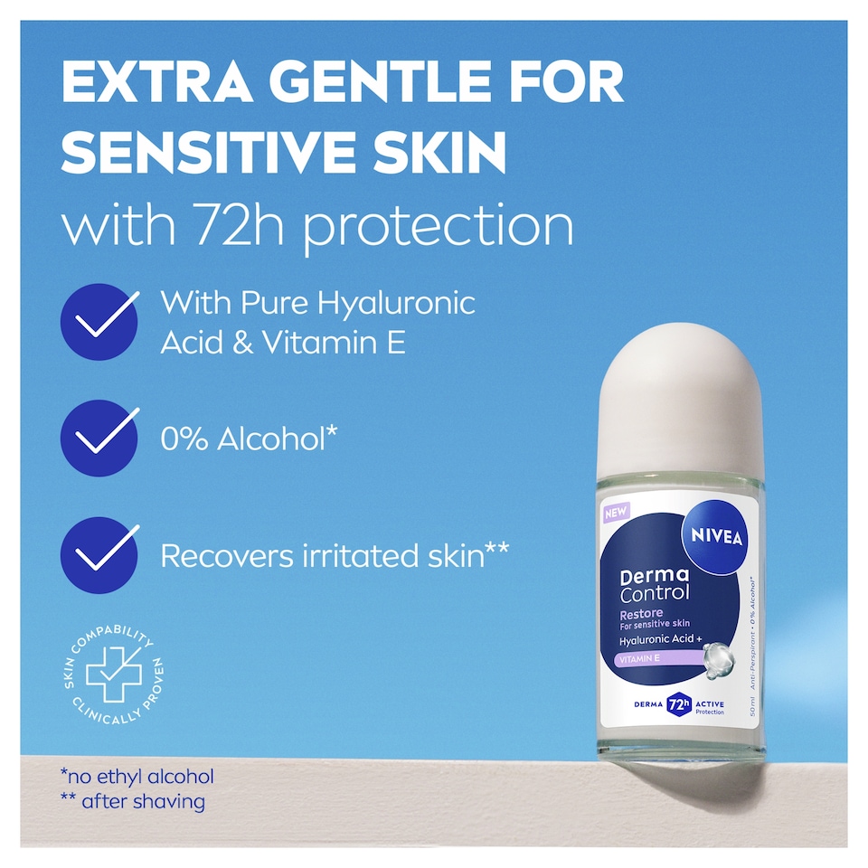 image 1 of NIVEA Derma Control Restore Antiperspirant Deodorant Roll On 50ml