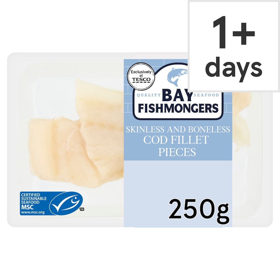 Tesco Skinless and Boneless Cod Fillet Pieces 250g