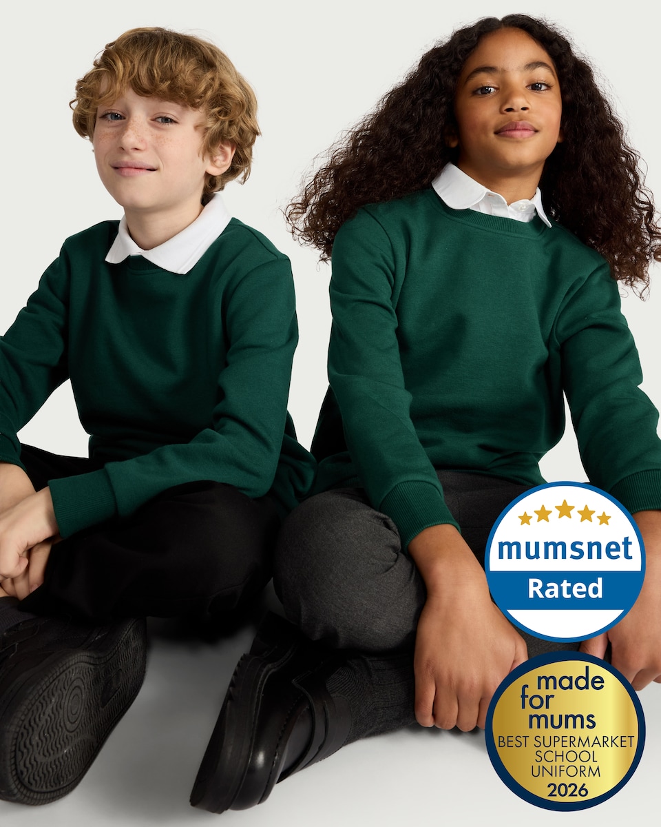 image 1 of F&F School Unisex 2-Pack Cotton Rich Sweatshirts in Green