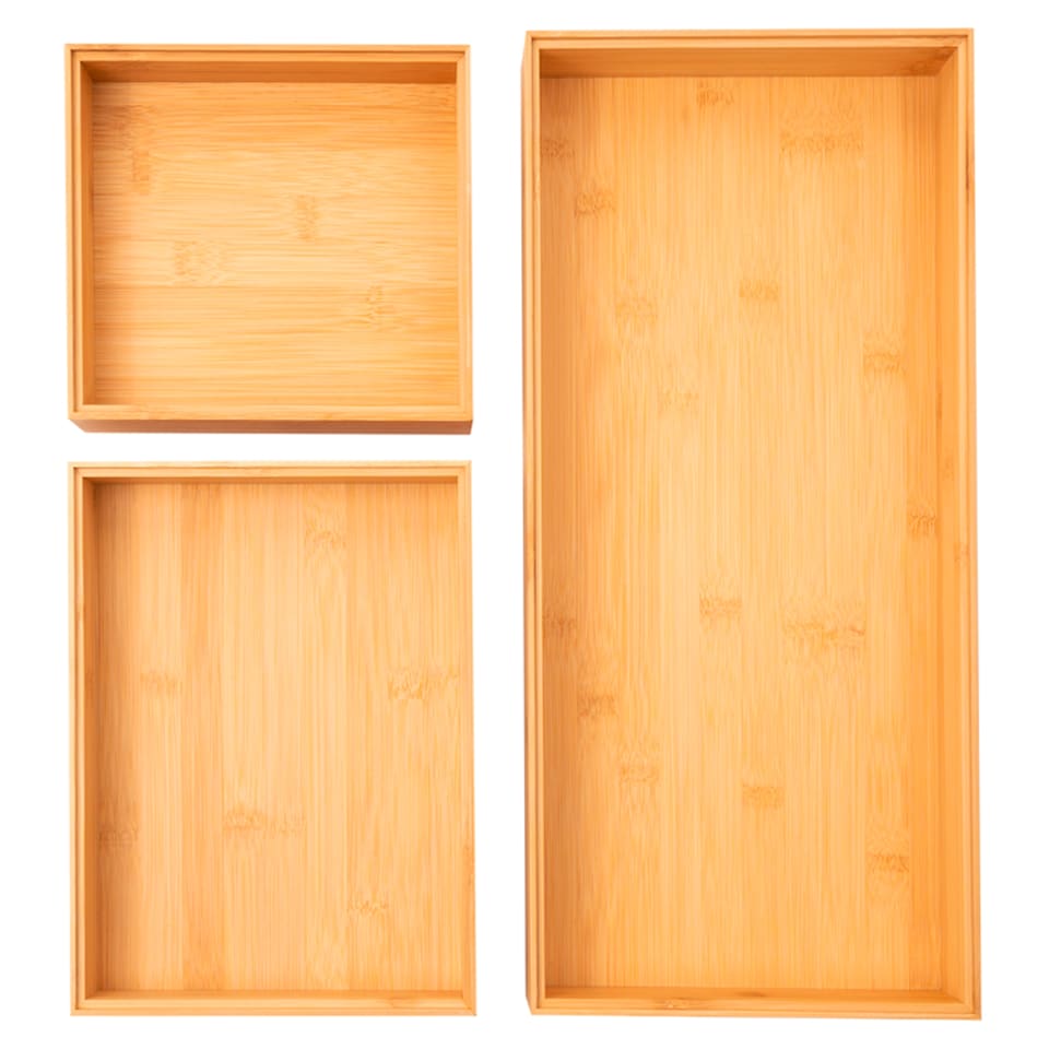 image 1 of Tesco Bamboo Drawer Organisers Set of 3