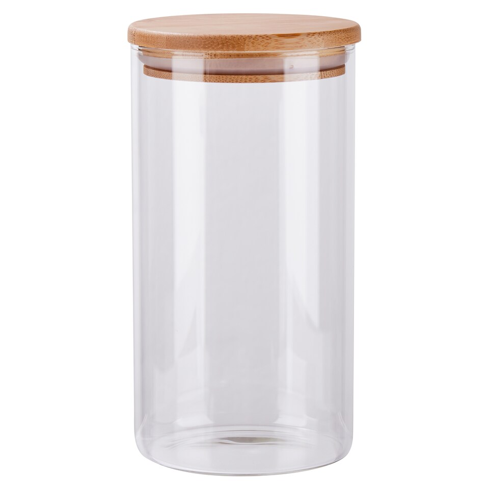 Tesco Round Food Storage Jar with Bamboo Lid 950ml