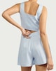image 3 of F&F Pure Linen Pleated Shorts in Blue