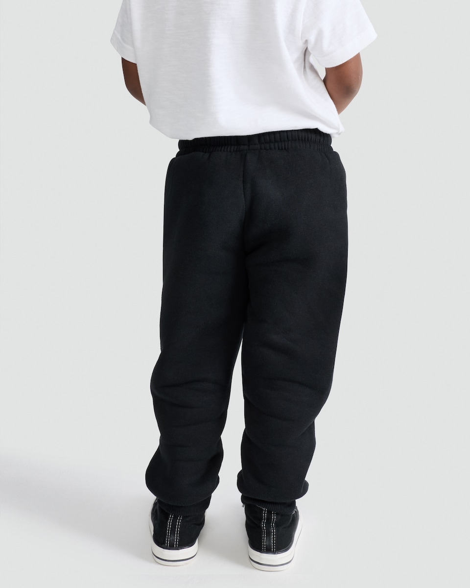 image 1 of F&F Boys Cotton Rich Borg Lined Cuffed Joggers in Black