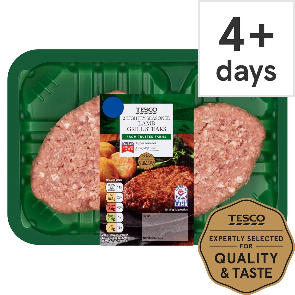 Tesco 2 Lightly Seasoned Lamb Grill Steaks 300G Tesco Groceries