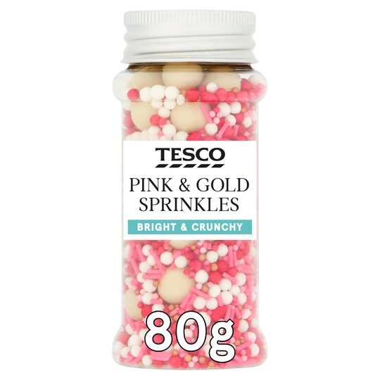 Tesco Pink And Gold Sprinkles 80G Tesco Groceries