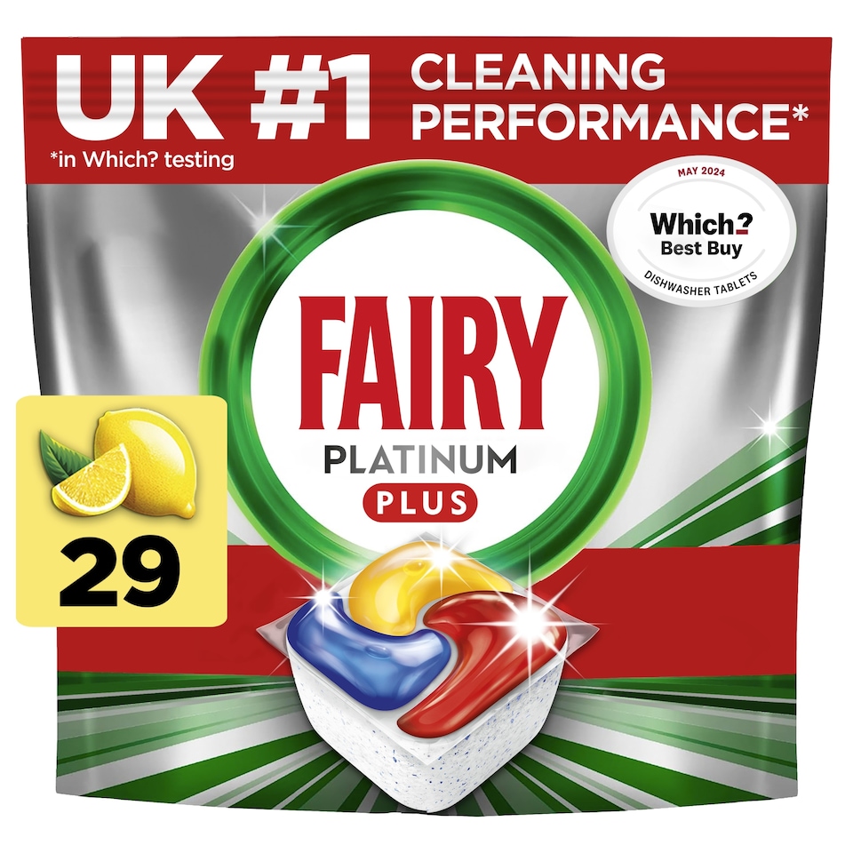 image 1 of Fairy Platinum Plus All In One Dishwasher Tablets - Lemon 29 Pack 450g