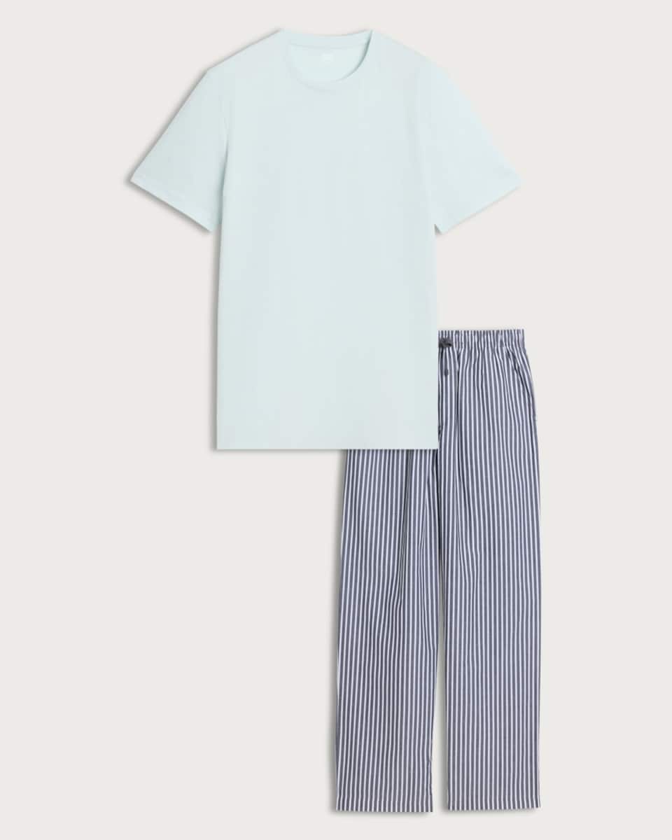 image 1 of F&F Pure Cotton Striped Pyjama Set in Multi