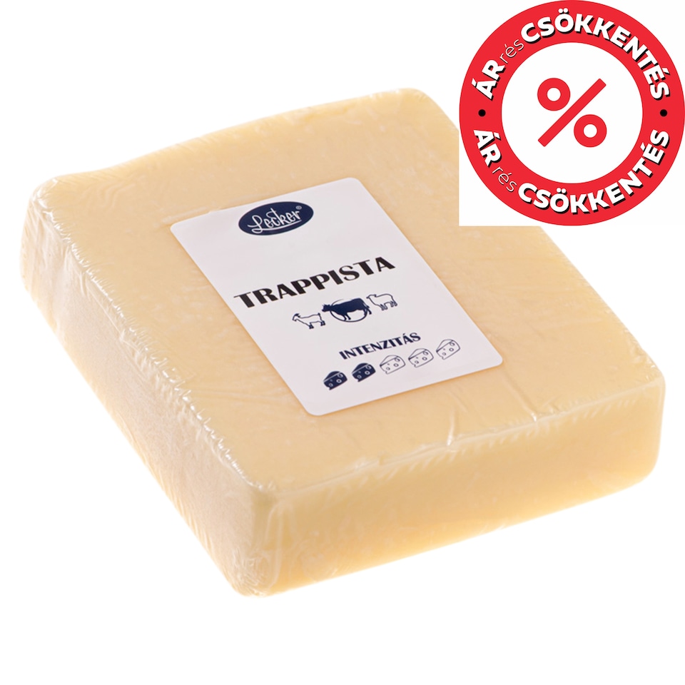 Lecker félzsíros, félkemény darabolt trappista sajt