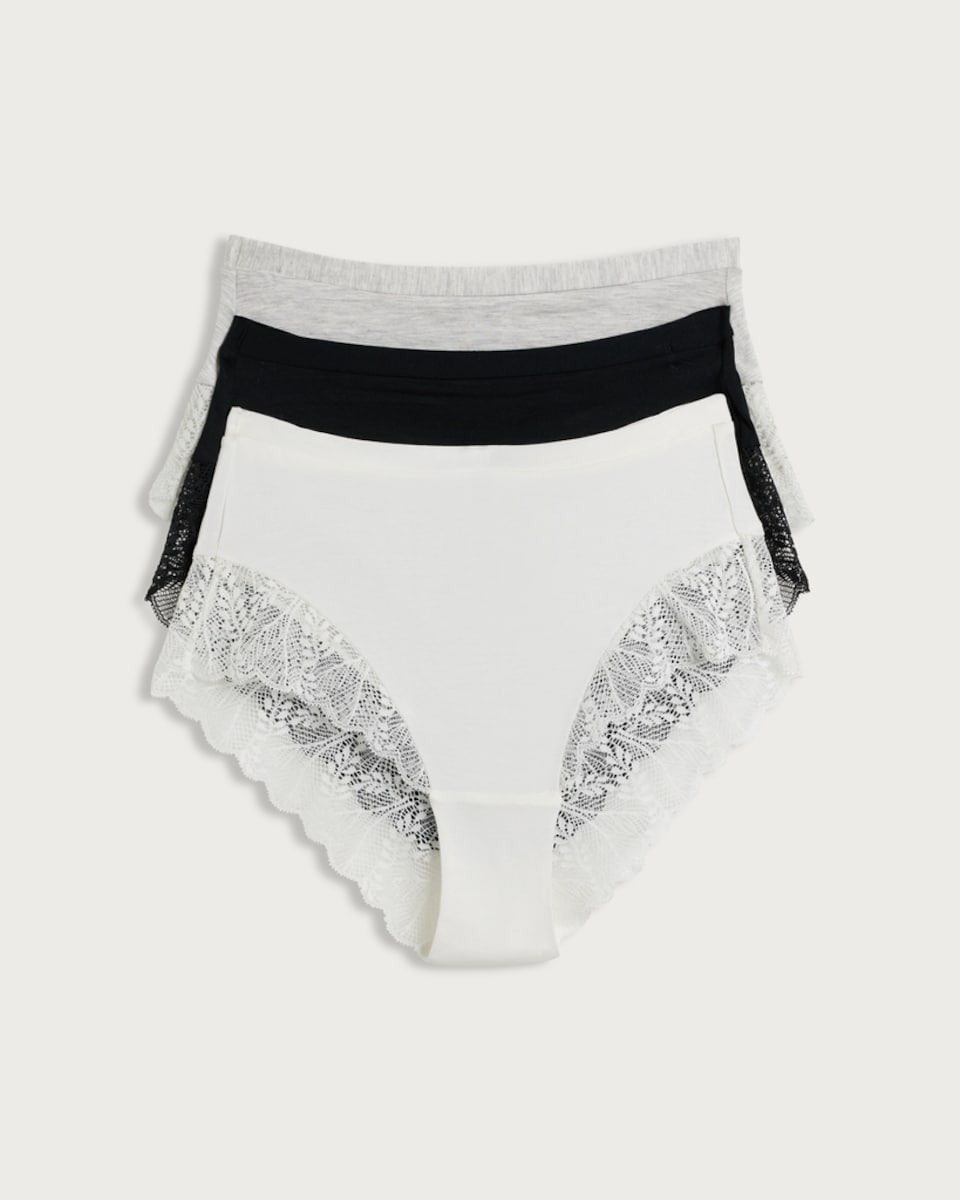 image 1 of F&F 3-Pack Lace Trim Full Brief Knickers in Multi