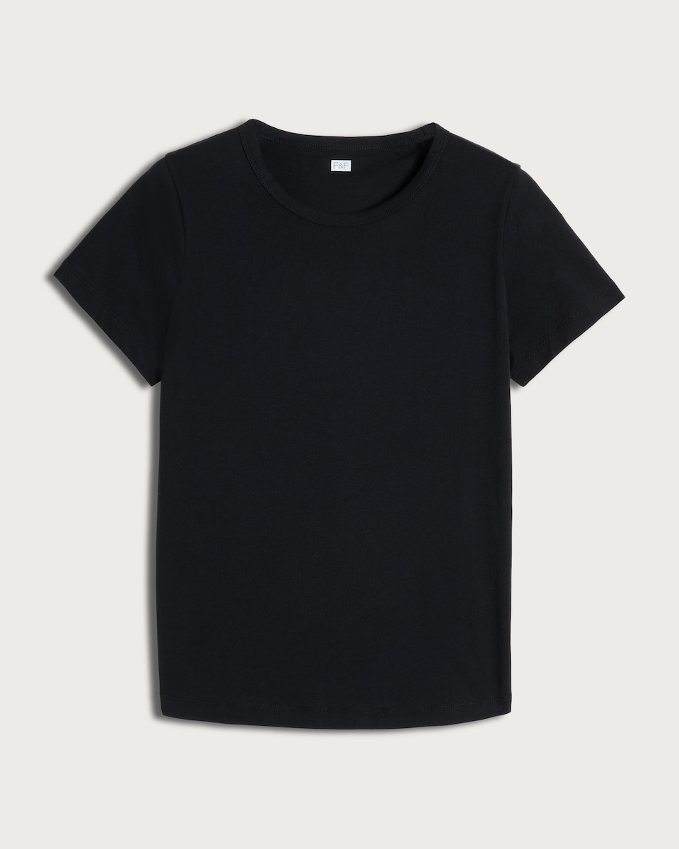 image 1 of F&F Pure Cotton Short Sleeved T-Shirt in Black