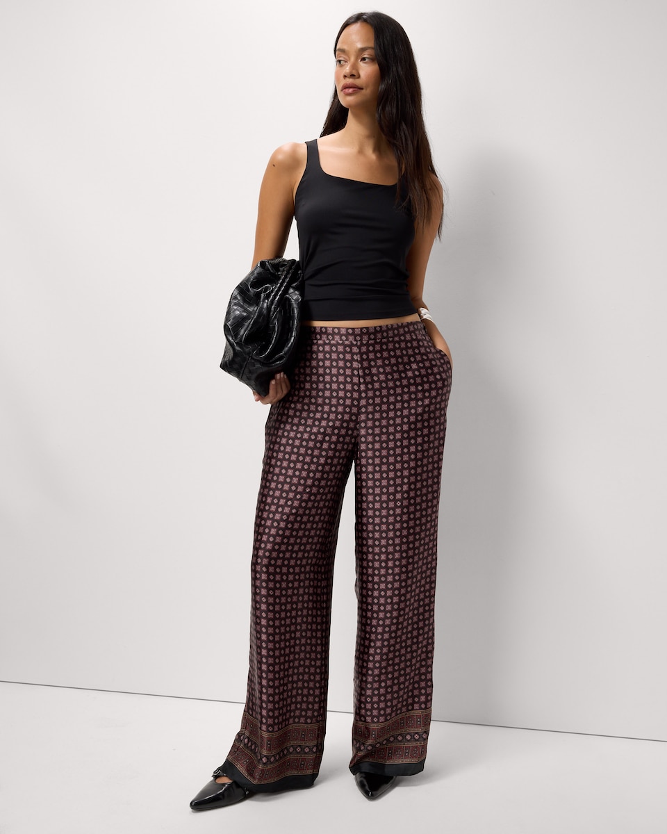 image 1 of F&F Scarf Print Wide Leg Co-ord Trousers in Multi Red