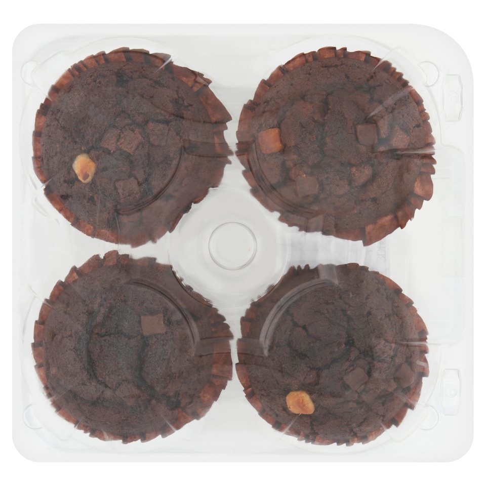 image 1 of Tesco Soft & Fluffy Triple Chocolate Muffins 4 Pack