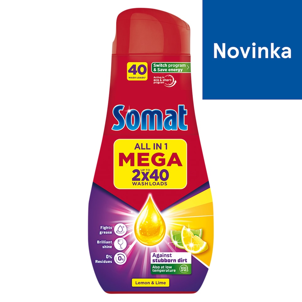 Somat Power Gel All in 1 Lemon & Lime Dishwasher Gel 2 x 720 ml