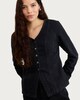 image 1 of F&F Pure Cotton Seam Detail Button Front Denim Shirt in Black