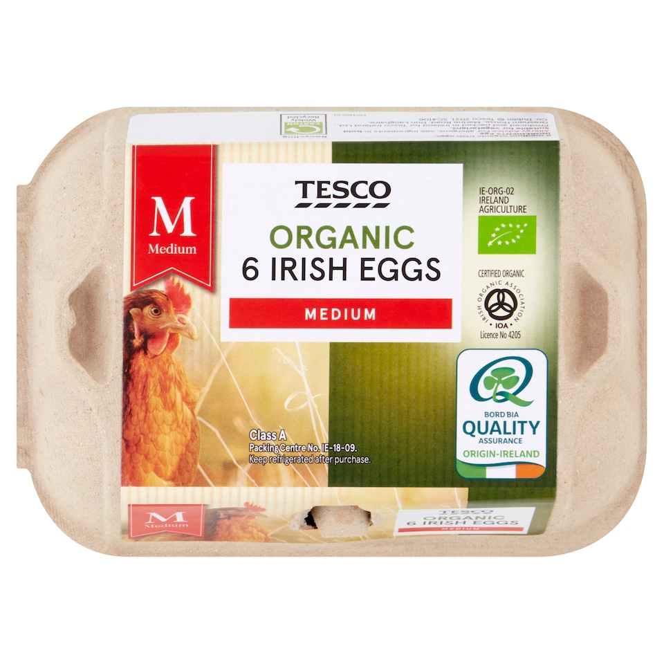 Tesco Organic Eggs Medium Box Of 6