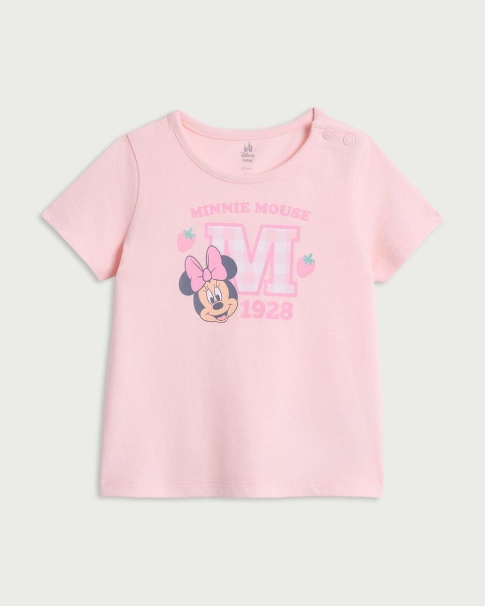 image 1 of Disney Minnie Mouse Pure Cotton T-Shirt in Pink