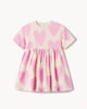 image 1 of F&F Girls Pure Cotton Heart Print Short Sleeved Dress in Pink