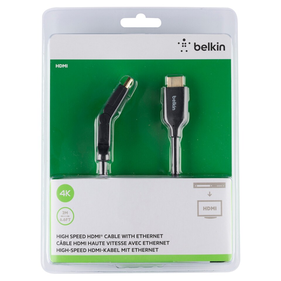 Belkin HDMI Cable Dual Swivel 2m Gold Plated Black