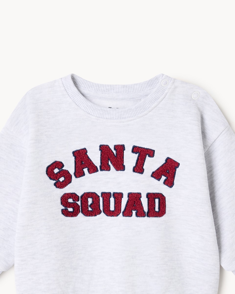 image 1 of Christmas Baby Cotton Rich Santa Squad Matching Family Pyjamas in Grey Marl