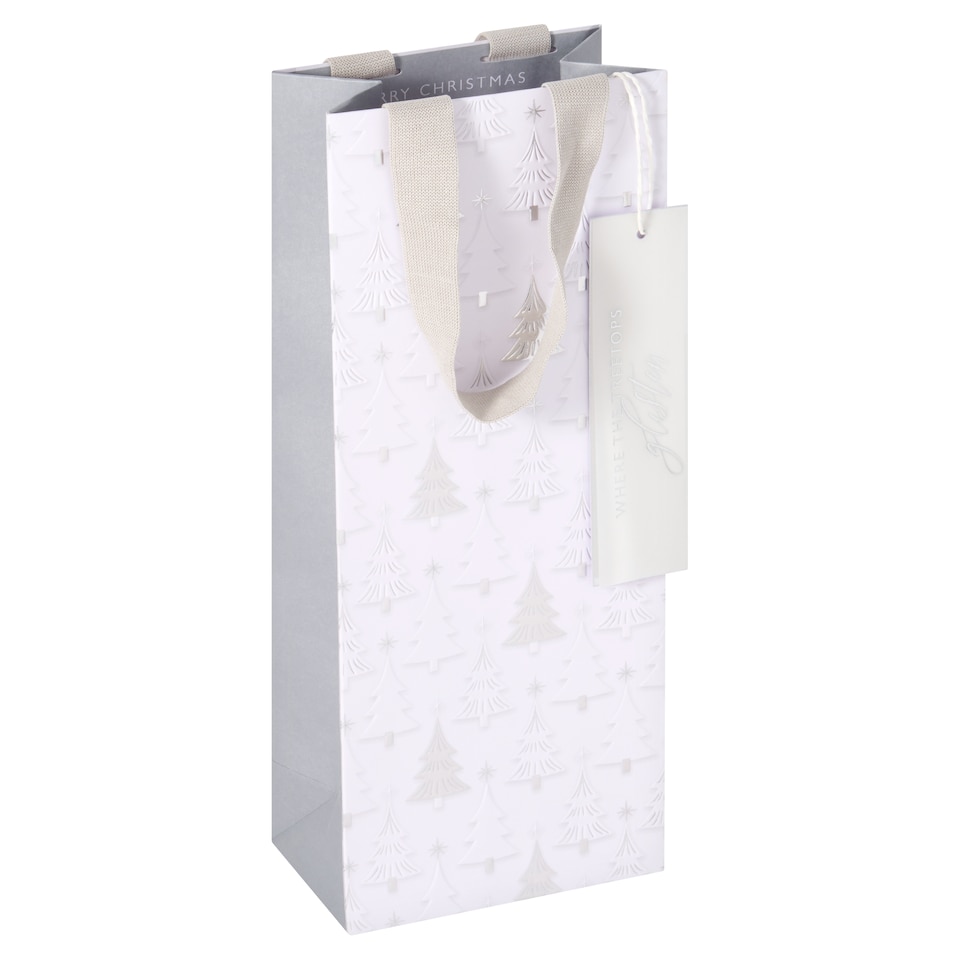 Tesco White Trees Christmas Bottle Gift Bag