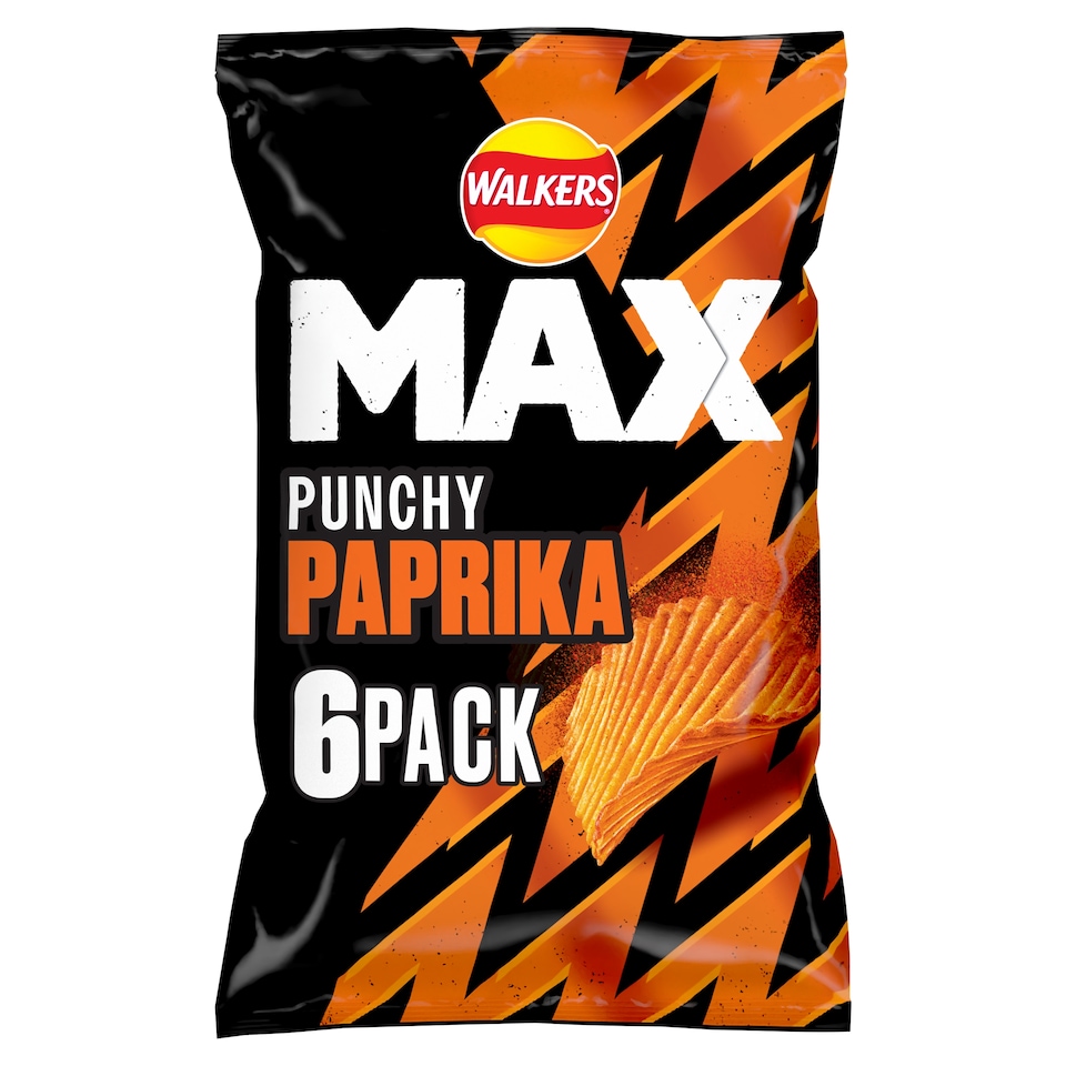 image 1 of Walkers Max Paprika Crisps 6X27g