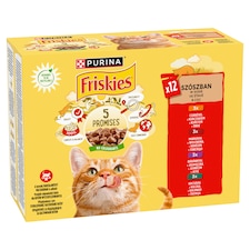 PURINA FRISKIES multipack s kuřetem, hovězím, jehněčím, kachnou ve šťávě 12 x 85g