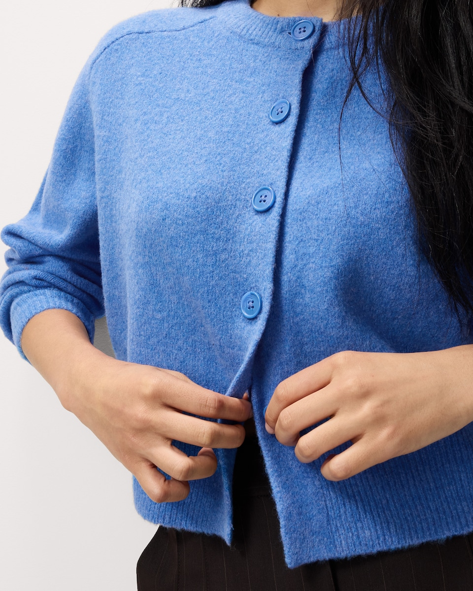 image 1 of F&F Crew Neck Cardigan in Blue