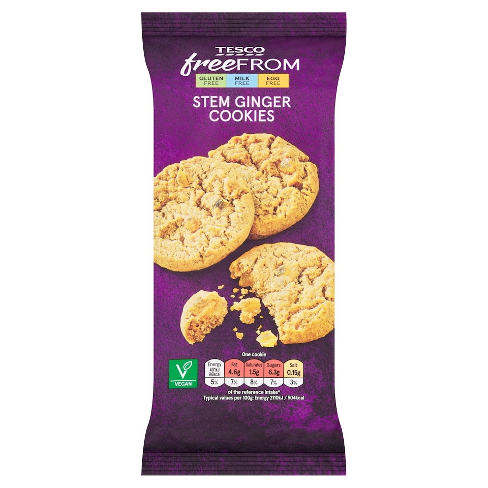 Tesco Free From Stem Ginger Cookies 150g