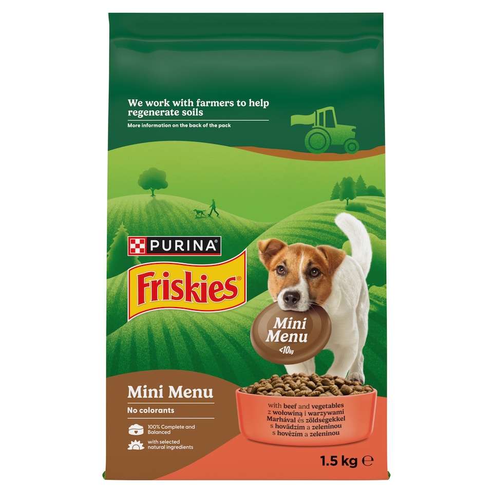 Purina Friskies Mini Menü marhával és zöldségekkel száraz kutyaeledel 1,5 kg
