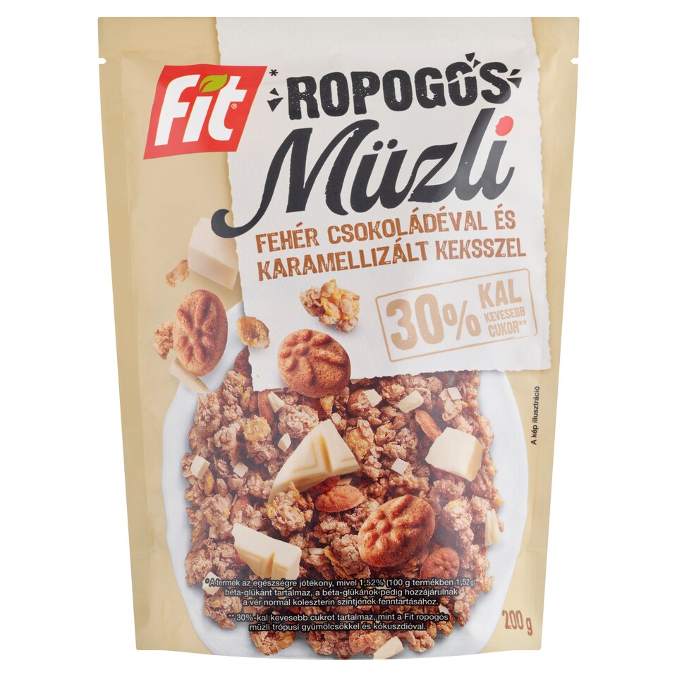 Fit ropogós müzli fehér csokoládéval és karamellizált keksszel 200 g