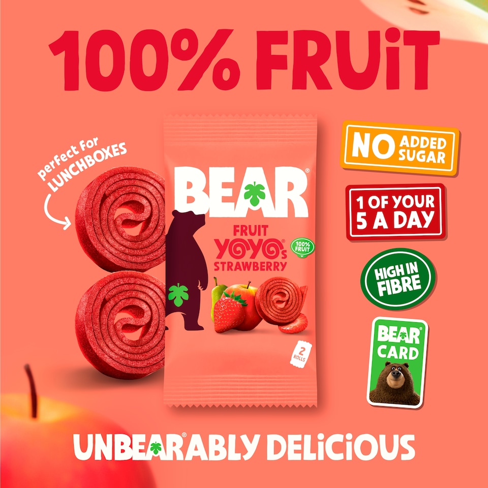 image 1 of Bear Pure Fruit Yoyos Strawberry 20G