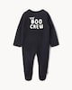 image 2 of F&F Baby Pure Cotton Halloween Skeleton Sleepsuit in Black