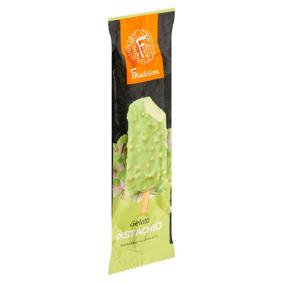Obrázek 1 pro produkt Fruitisimo Mléčný mražený krém pistáciový s polevou s pistáciovou bílou čokoládou 70ml
