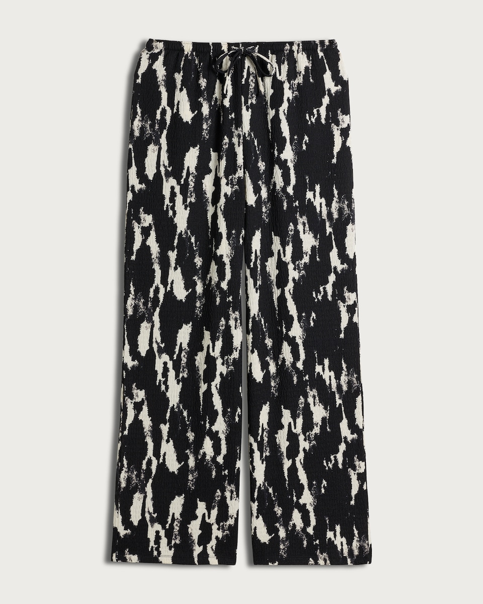 image 1 of F&F Abstract Print Wide Leg Trousers in Multi Black