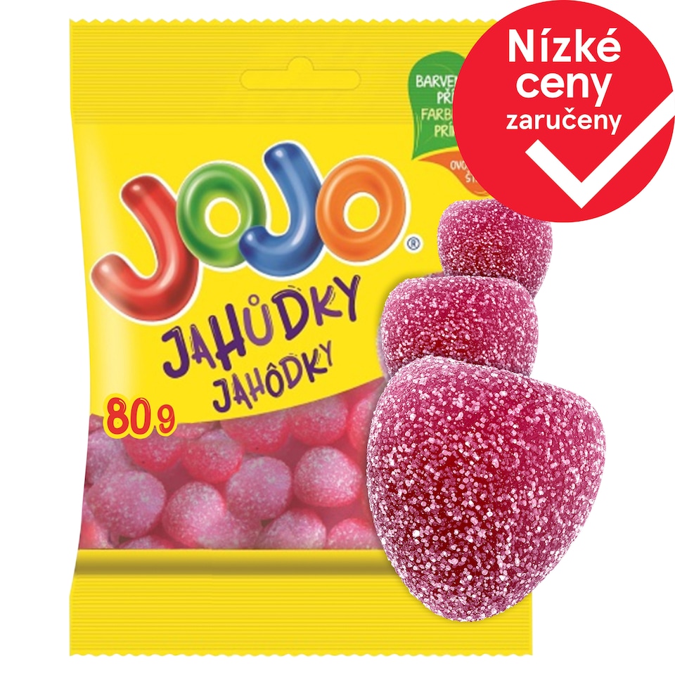 JOJO Jahůdky želé bonbóny s jahodovou příchutí 80g
