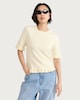 image 1 of F&F Ruffle Trim Short Sleeved Knitted Top in Yellow
