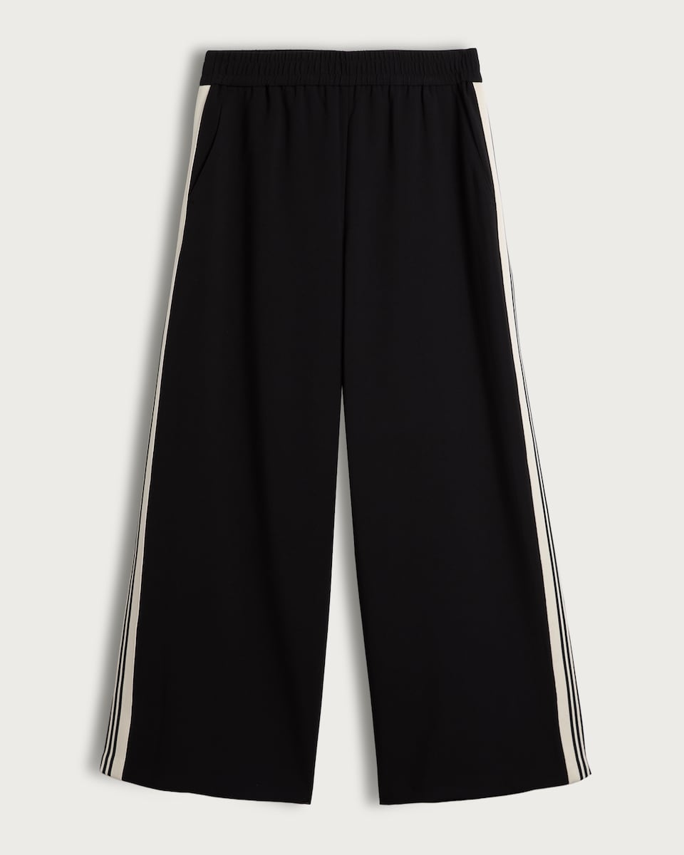 image 1 of The F&F Edit Side Stripe Wide Leg Trousers in Black
