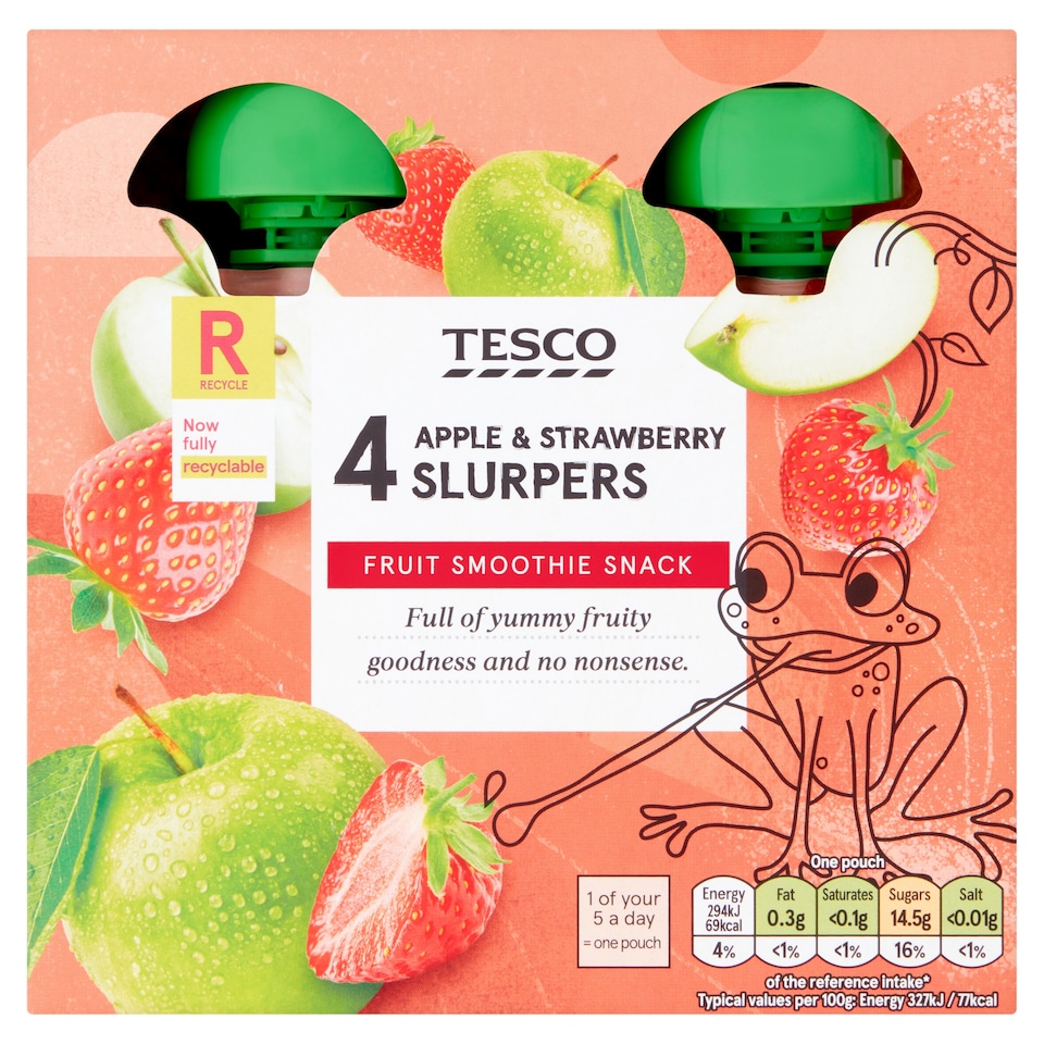 Tesco Apple & Strawberry Fruit Slurpers 4X90g