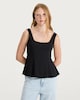 image 1 of F&F Polyamide Square Neck Sleeveless Peplum Top in Black