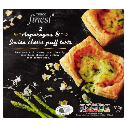 Tesco Finest 2 Asparagus And Swiss Cheese Puff Tarts 310G Tesco Groceries