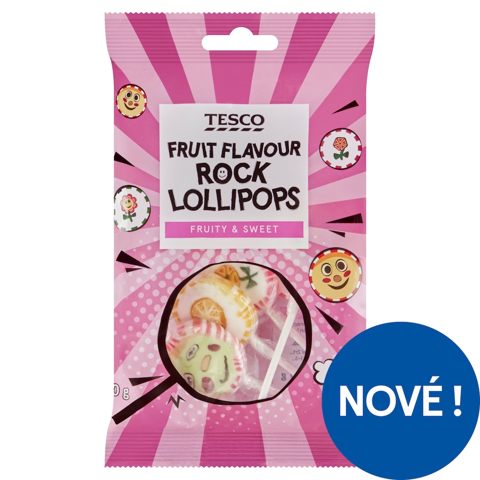 Tesco Fruit Flavour Rock Lollipops 50g