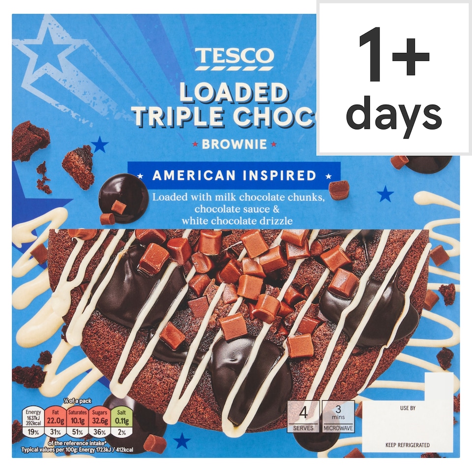Tesco Loaded Triple Chocolate Brownie 380G