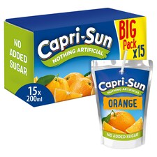 Capri Sun No Added Sugar Orange Drink 15 X 200Ml