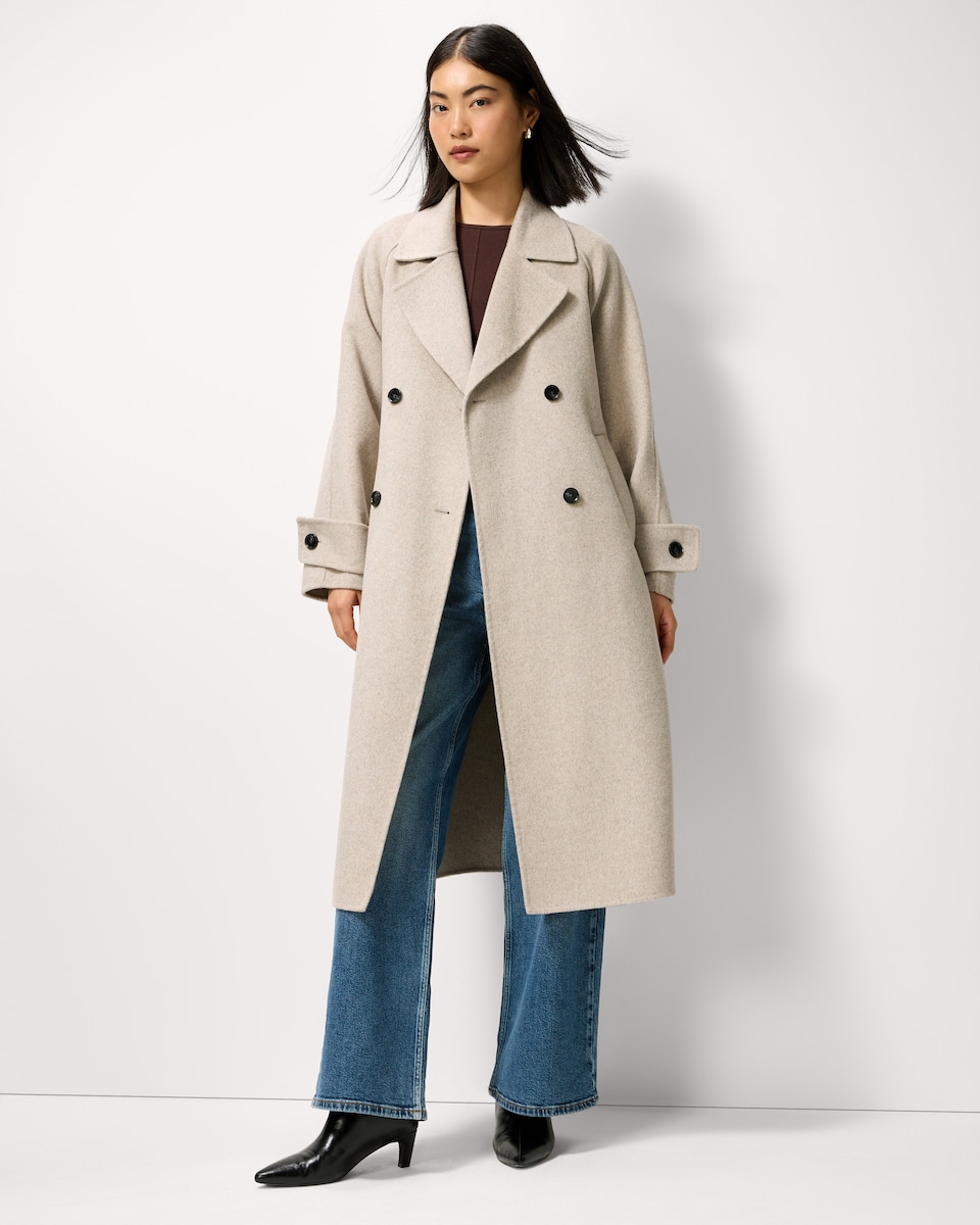 image 1 of F&F Wool Blend Belted Coat in Neutral