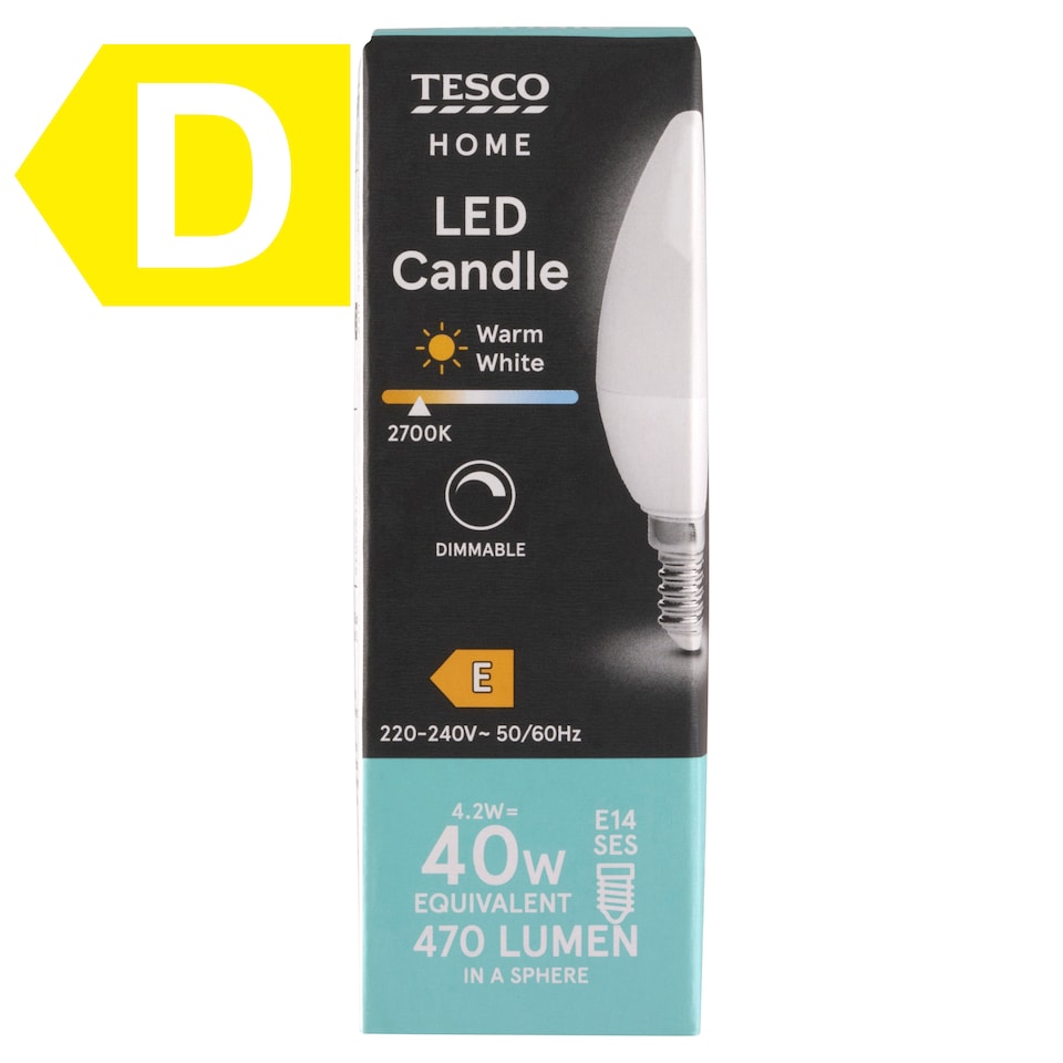 Tesco Home E14 470 lm 40 W 2700K LED gyertya  1. kép