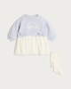 image 1 of F&F Baby 2-Piece Cotton Rich Twofer Dress and Tights Set in Grey