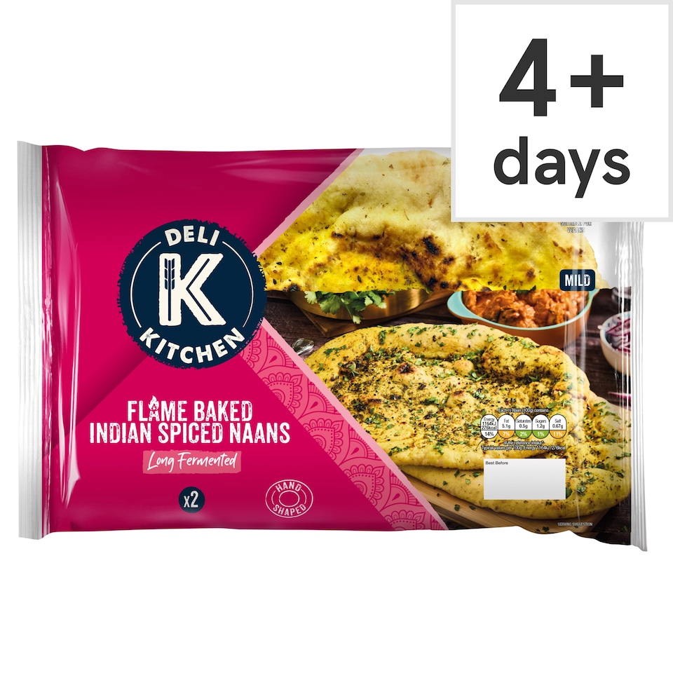 image 1 of Deli Kitchen 2 Flame Baked Indian Naan Breads 400g