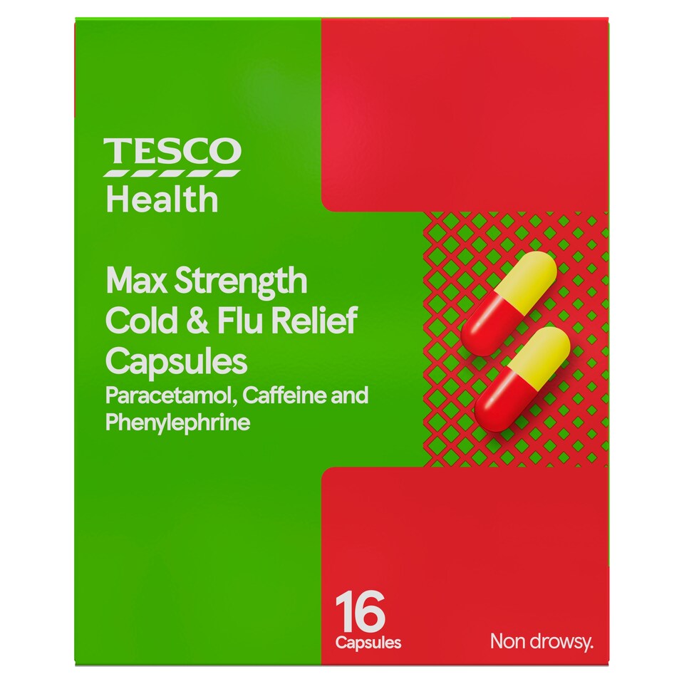 Tesco Maximum Strength Cold And Flu Caps 16
