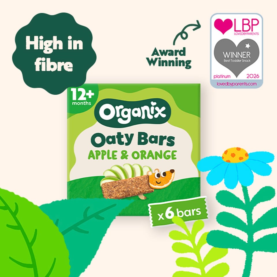 image 1 of Organix Apple & Orange Oaty Bars Organic Toddler Snacks Multipack 6x23g